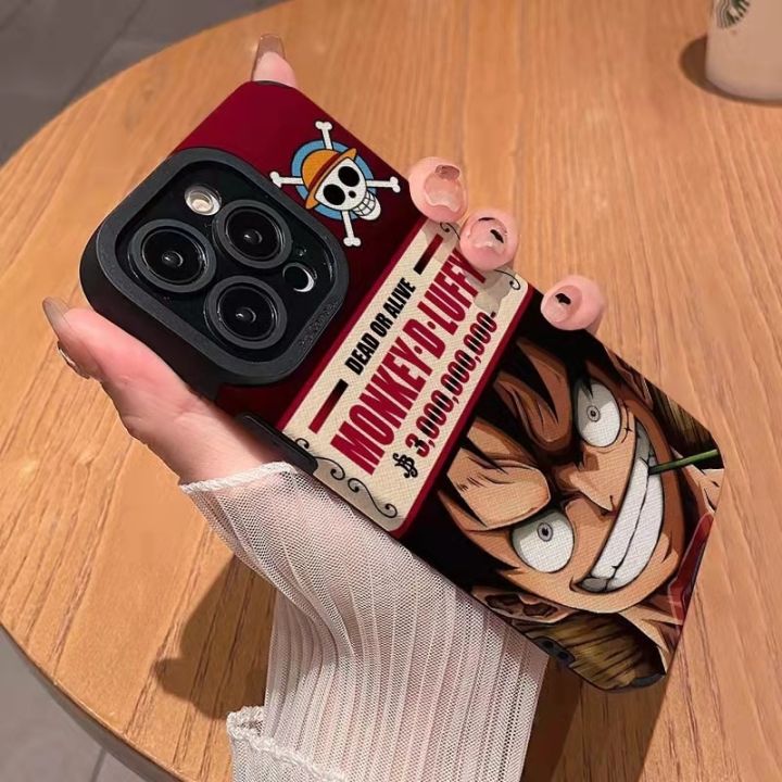 เคสโทรศัพท์มือถือหนังแกะ-แบบนิ่ม-ลายการ์ตูนลูฟี่-สําหรับ-iphone-11pro-14-12-13-6-7-8plus-x