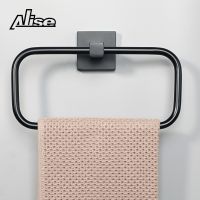 Portable Towel Racks Stainless Steel Towel Holder Rings Wall Mounted Bathroom Matte Black Anti-Rust Towel Racks Hardware