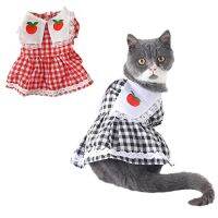 Strawberry Dress for Cats Sweet Summer Pet Clothes Princess Cat Dress Kitten Skirts Plaid Dots Print Clothing roupa para gato Clothing Shoes Accessori