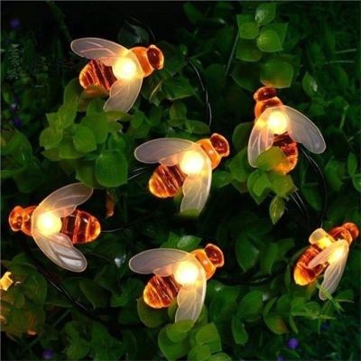 10 LED Honey Bee Led String Fairy Light Outdoor Garden Fence Patio Garland Lights Wall Decor Birthday Party DIY Decor