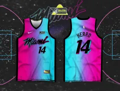 Cheap Custom Black Sky Blue-Pink 3D Miami City Edition Fade Fasion