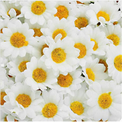 100 ชิ้นดอกไม้ปลอมดอกไม้ผ้าไหมสำหรับ DIY งานแต่งงานสีขาว - INTL