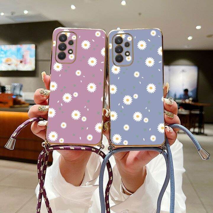 shine-electron-daisies-อิเล็กทรอนิกส์สายคล้องแบบคาดตัวเคสโทรศัพท์ซิลิโคนสำหรับ-samsung-galaxy-a73-a71-a42-a52-a32-a53-a03s-a04-a03-a54ฝาครอบ-a51