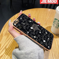 เคส JIUMOO สำหรับ iPhone 6 6S 6 Plus 6S Plus เคสแฟชั่นลายการ์ตูนแมวน่ารักใหม่ขอบสี่เหลี่ยมเคสมือถือด้านข้างเคสกันกระแทกทำจากซิลิโคนฝาปิดเลนส์เต็มรูปแบบเคสป้องกันกล้อง