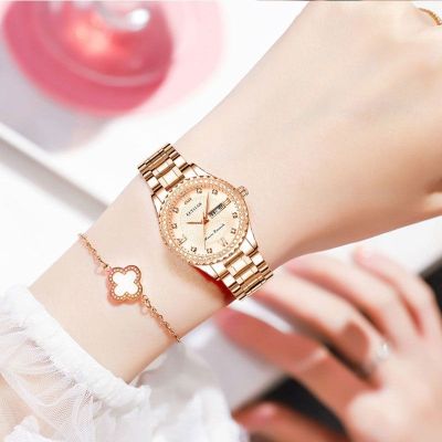 ☢  Fashion watches women set auger double disk calendar waterproof luminous watches female steel chain fashion atmosphere han edition tables