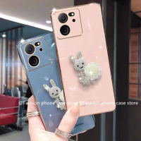 Phone Case เคส Xiaomi 13T Xiaomi13T Pro 5G เคสโทรศัพท์หลากสีหรูหราสีขาวคาเมลเลียเงางามรูปกระต่ายฝาครอบแบบนิ่ม2023