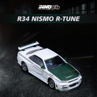 INNO ของเล่นสะสมโมเดลรถยนต์ขนาดเล็กสำหรับ R-TUNE 1:64 GTR R34 NISMO คาร์บอนสีเขียว Diorama