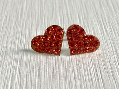 GM Crystal Fashion 11 Colors Sliver 925 Stud Earring Heart-Shaped Color 12.5mm