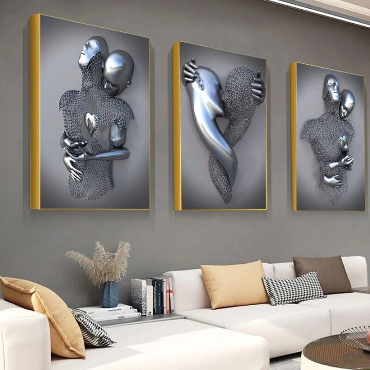 love-heart-grey-art-ภาพวาดบนผ้าใบโลหะรูปรูปปั้น-art-โปสเตอร์และพิมพ์ภาพผนังสำหรับห้องนั่งเล่น-home-decor-new