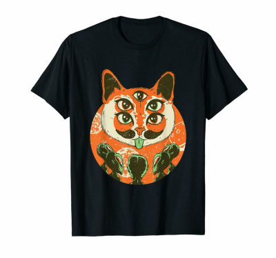 น่ารัก Alien Cat Ufo Extraterrestrial เสื้อยืดสีดำตลกสำหรับคนรักแมว S-3Xl ผ้าฝ้ายปรับแต่ง Tee Shirt