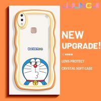 Jjlingji เคสสำหรับ VIVO Y85 V9 V9เยาวชน V9 Pro เคสแฟชั่นลายโดราเอมอนขอบคลื่นกันกระแทกแบบใสนิ่มเคสมือถือโปร่งใสลายกล้องถ่ายรูปที่สร้างสรรค์เคสป้องกันซิลิกาเจล