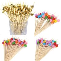 100PCS 12cm Disposable Bamboo Fruit Picks Toothpicks Cocktail for Party Decoration Appetizer Skewers Charcuterie Sandwich Burger