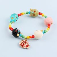 2022 Lovely Funny Colorful Resin Beads Cartoon Little Monster Elasticity Bracelets for Women Men Jewelry Couple Bracelet Gifts