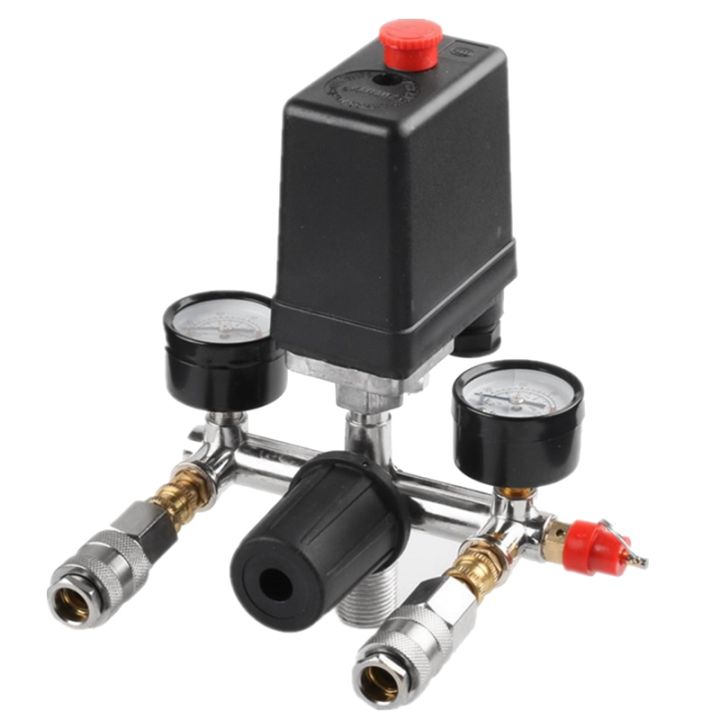 1-pcs-air-compressor-air-compressor-pressure-check-gauge-air-valve-manifold-oil-free-silent-air-compressor-adjustable-outlet-valve-175psi