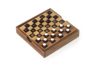 SiamMandalay เกมส์ไม้ ของเล่นไม้ หมากฮอส Checker with Screen 5.75" Traditional Wooden Game Draughts Table Coffee Game for Family