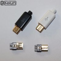 10เซ็ตแบบ Diy ไมโคร Usb ชนิด B ตัวผู้5ขาขั้วต่อปลั๊กประกอบ4ชิ้น4ใน1ชิ้นส่วนสีดำสีขาวชุบทอง