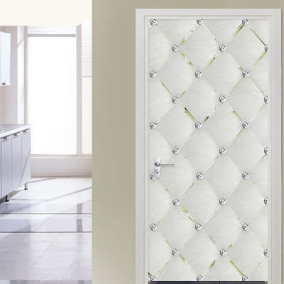 [hot]Self-Adhesive Door Sticker 3D Stereo Diamond Soft Roll Geometric Wallpaper Living Room Kitchen PVC Waterproof Sticker Home Decor