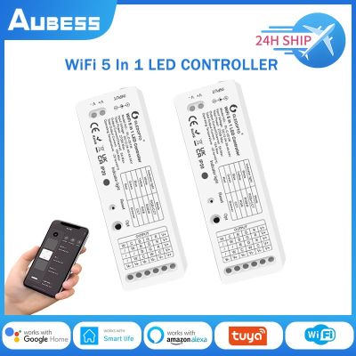 ✸♧ Aubess WiFi 5 In 1 LED Strip Controller 5CH RGB RGBW CCT Dimmer For LED Light Strip Voice Control Works With Alexa Google Home