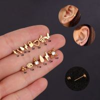 1PC เกาหลีสแตนเลส Cz เจาะหูเครื่องประดับกระดูกอ่อนต่างหู Lightning Helix Conch Rook Lobe Tragus สตั๊ด