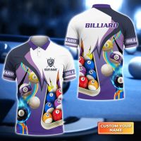 Mens custom 3D Printed Polo Shirt, 8-ball billiard shirt, Thunderbolt, billiard gift