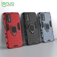 Lenuo เคส สำหรับ Xiaomi Redmi 9T / Redmi 9 Power เคสโทรศัพท์ ซิลิโคน TPU และ Hard PC Dual Layer Heavy ตัวกันกระแทกแบบแหวนที่วางแบบโลหะฝาครอบเคสใส่โทรศัพท์