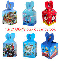 12pcs Theme Paper Candy Boxes Festival Girl Birthday Party Decoration Disposable Frozn Mickey Gift Boxes Supplie