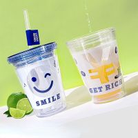 Personality Lucky Cup Series Cup Cup with Straw Household Cup Water Cup Double-Layer Plastic Drink Cup Cold Insulation Gift