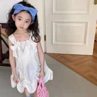 Girls Casual Dress Irregular Double Bow Cute Princess 2023 Summer New Fashionable Solid Color Sweet Kids Dresses for Girls  by Hs2023