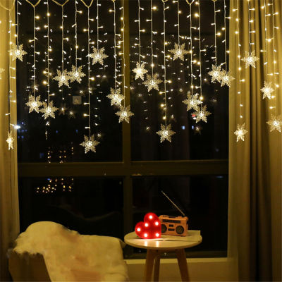 2021Garland Curtain for Room Led Fairy Light Snowflake Decoration 3.5X0.7m Holiday Wedding Christmas Lights String Curtain For Home