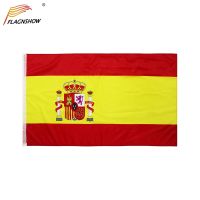 Flagnshow 3x5 FT Spain Flag Banner Decoration No Fade Polyester National Day Spanish Flags Cables