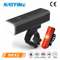 NATFIRE NKX2ไฟจักรยาน3 In 1 LED ไฟหน้าไฟฉาย USB ชาร์จพร้อมไฟท้ายไฟท้าย6-12ชั่วโมง Runtime Lantern