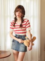 GIRI x CLOUD SEASON  GS23208-GK23220  Cherry short Shirt Double pocket Denim Skirt เสื้อผ้าแฟชั่นผู้หญิง เสื้อ กระโปรง