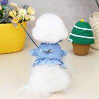 Denim Dog Vest With Traction D Ring Bow Summer Dog Dress Jean Clothes For Small Dogs Chihuahua Shirt Yorkie Puppy Cat Skirt