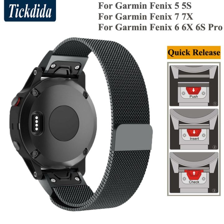 For Garmin Fenix 5X / 5x Plus Strap Stainless Steel Watch Band Quick  Release