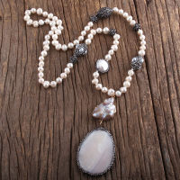 2021RH Fashion Boho Jewelry Pearl Beads Knotted Handmake Paved Freshwater Pendant Necklaces Women Bohemia Necklace Gift Dropship