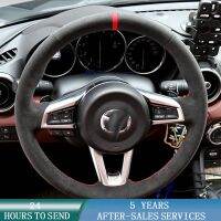 Customized Car Steering Wheel Cover Hand Sewing Non-Slip Suede Leather Braid For Mazda MX-5 MX5 2016 2017 2018 2019 2020 Steering Wheels Accessories