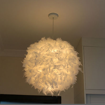 220V Mordern Feather Pendant Lamp E27 Lamp Holder Fairy Hanging Lamp Bedroom Dining Room Loft Creative Chandelier Ceiling Light