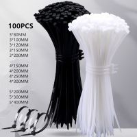 100PCS Self-locking Plastic Nylon Cable Tie Black White 5x300 Cable Tie Fastening Ring 3x200 Industrial Cable Tie Set Cable Management