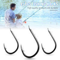 45Pcs เบ็ดตกปลากับ Barb เหล็กคาร์บอนวงกลมเดี่ยว Fishhook Fly ตกปลา Jip ปลาคาร์พตะขอน้ำจืดอุปกรณ์เสริม