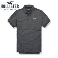 HOLLISTER [New Stock] เสื้อโปโลแขนสั้นปักลายนกนางนวลคุณภาพสูงสําหรับผู้ชาย