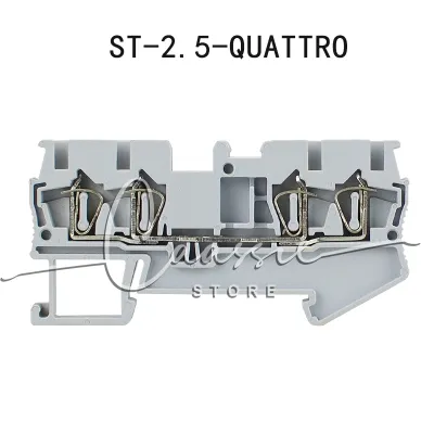 Din Rail Terminal Block 10Pcs ST-2.5-QUATTRO Wire Connectors Return Pull Type 4 Conductors Spring Wiring Terminal Blocks