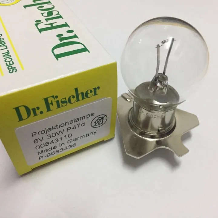 Dr. Fischer P47d 6V 30W 380158 390158 OPMI 1หลอดฐานหน้าแปลนสามเหลี่ยม6V30W 6v3 58Z 0W โคมไฟกล้องจุลทรรศน์สำหรับหลอดไฟ LED Zeis