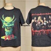 80S Slayer Root Of All Evil ผ้าฝ้ายสีดำ Thrash โลหะ T เสื้อ