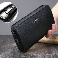 Luxury Fashion nd Men Clutch Bag Leather Long Purse Password Money Bag Business wristlet Phone Wallet Male Casual Handy Bags