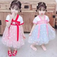 CNY Baby Girl Hanfu Dress Summer Short Sleeve Dress Little Girl Chinese Style Dresses