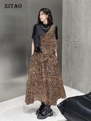 XITAO Dress Sets Vintage Irregular Women Pleated Skirt Two Piece Set