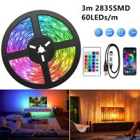 3เมตร USB RGB หลอดไฟ LED Strip 60LEDs 5โวลต์ SMD 2835สมาร์ท APP ควบคุมบลูทูธที่มีความยืดหยุ่นริบบิ้น LED เทปคอมพิวเตอร์ทีวีแสงไฟ *