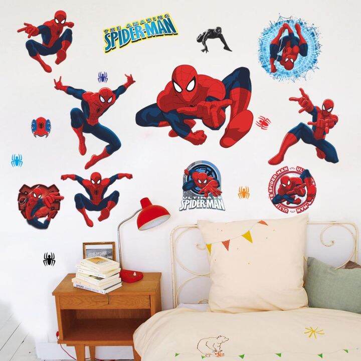 hz-marvel-the-avengers-superhero-spiderman-3d-three-dimensional-wallpaper-sticker-kids-bedroom-home-room-decor-birthday-party-decor-zh