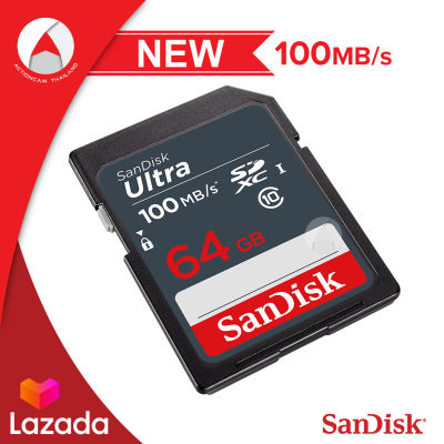 SanDisk Ultra SD Card Class10 64GB SDXC Speed 100 MB/s (SDSDUNR-064G-GN3IN) เมมโมรี่ การ์ด แซนดิส สำหรับ กล้อง ถ่ายภาพ ถ่ายรูป ถ่ายวีดีโอ กล้องDSLR กล้องโปร รับประกัน 7ปี โดย Synnex