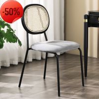 New Rattan Dining Chair Home Nordic Solid Wood European Designer Dining Table Chairs Backrest Retro Study Chairs New 2023